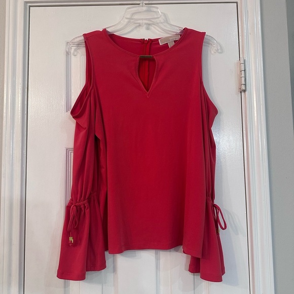Michael Kors Vibrant Red Cold Shoulder Blouse - Picture 1 of 4